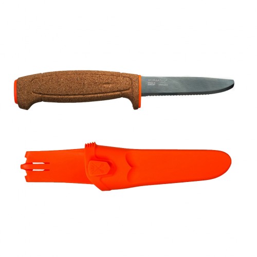 Cutit plutitor Morakniv Floating Serrated Safe, lama zimtata din otel inox, varf tesit, maner din pluta