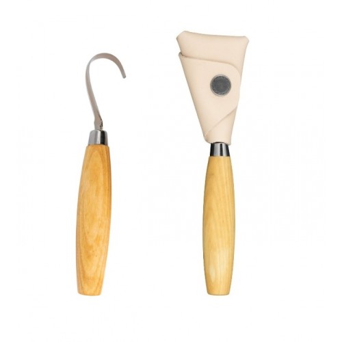 Cutit sculptura tip carlig Mora Nr. 164 STANGA cu teaca din piele
