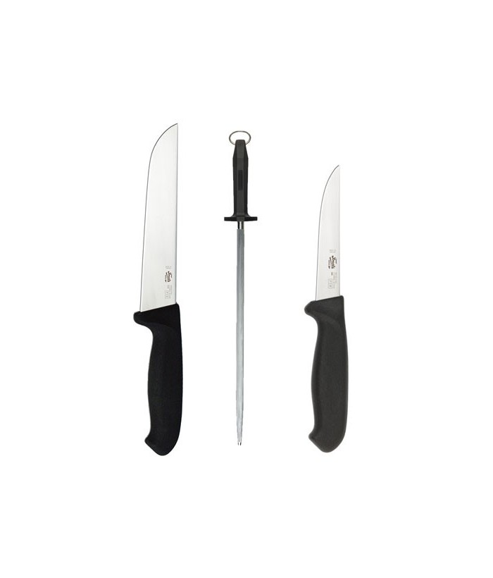 Set negru cutite de macelarit vanat Morakniv Suedia.