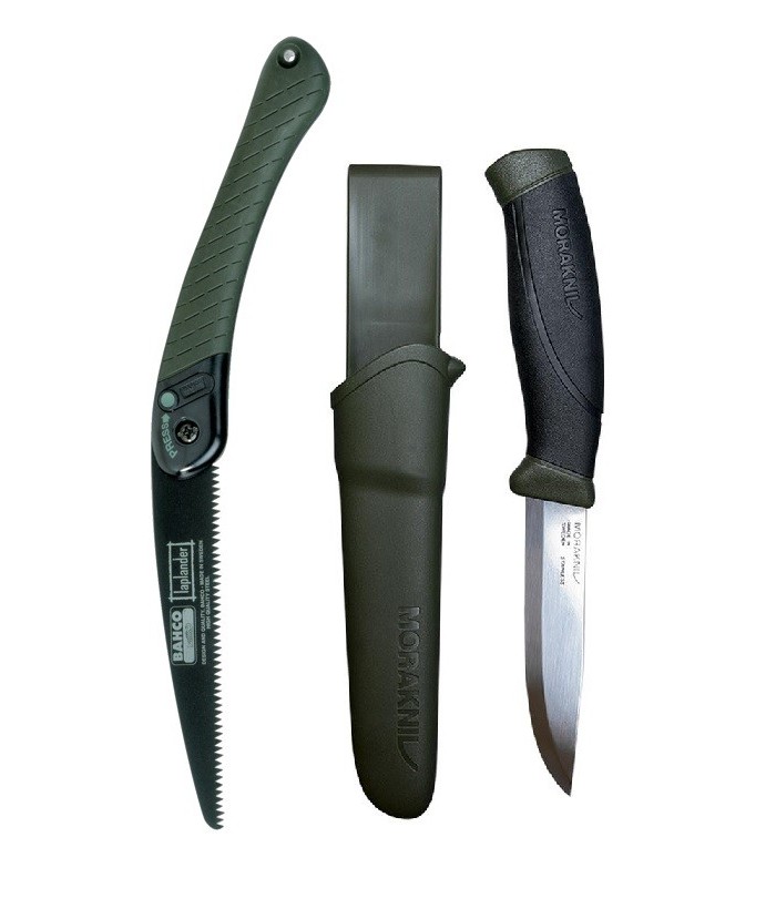 Set cutit Morakniv Companion MG (S) si fierastrau Bahco pentru bushcraft/ camping/ vanatoare