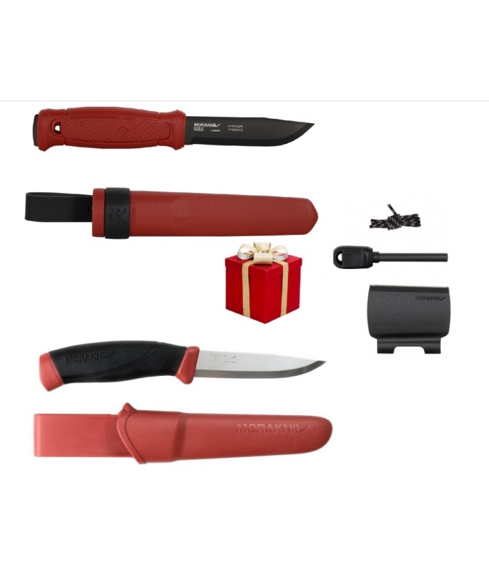 Cutit Morakniv Garberg Dala Red, lama otel carbon + CADOU kit supravietuire si cutit Companion Dala Red