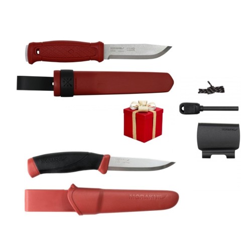 Cutit Morakniv Garberg Dala Red, lama otel carbon + CADOU kit supravietuire si cutit Companion Dala Red