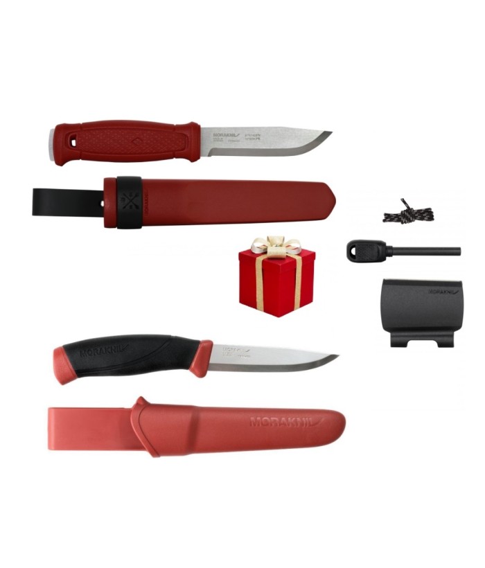 Cutit Morakniv Garberg Dala Red, lama otel carbon + CADOU kit supravietuire si cutit Companion Dala Red